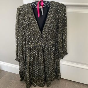 URBAN OUTFITTERS green metallic long sleeve dress